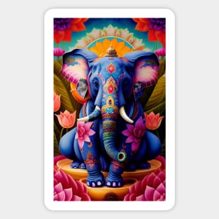 Mandala Elephant Lotus Flowers Sticker